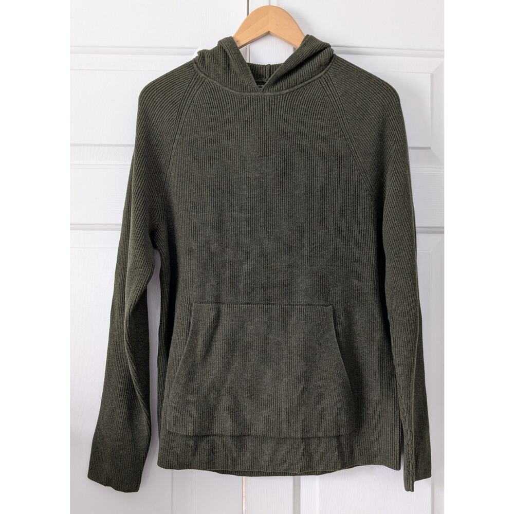 Banana Republic Olive Green Supima Cotton Knit Hoodie Sweater NEW